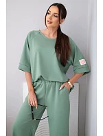 Dámský máslový komplet z viskózy mikina a široké kalhoty světle fialový