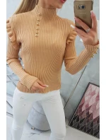 Přiléhavá svetrová halenka s knoflíky béžová