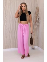 Kalhoty s širokým pasem světle růžová Kalhoty s širokým pasem světle růžová