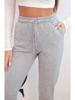 Dámské bavlněné kalhoty s gumou v pase šedé