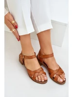 Kožené Sandály Na Jemném Podpatku Hnědé Zazoo 40372