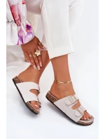 Dámské sandály se zlatými sponami a švy šedé Lunera