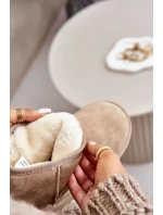 Dámské Semišové Sněhule Na Platformě Nad Kotníky Béžové Rianaella