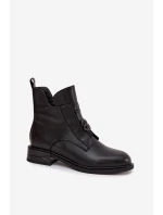 Dámské kotníkové boty zateplené s ozdobným detailem Briselda – černé