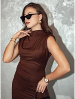 Dámské mini šaty ELITE tmavě hnědé FashionStreet EY2549 Dámské mini šaty ELITE tmavě hnědé FashionStreet EY2549