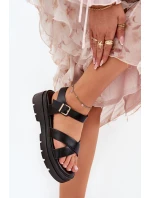 Dámské Sandály Na Platformě Z Eko Kůže Černé Gevinniser