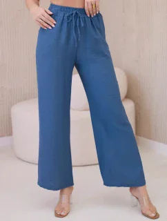 Viskózové kalhoty se širokými nohavicemi džínovina