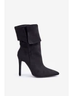 Boty Na Podpatku S Otočeným Svrškem Černé Luxira