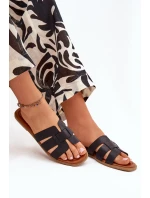 Dámské pantofle na plochém podpatku – černé Mirona