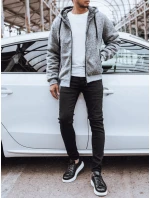 Pánská rozepínací zateplená mikina světle šedá FashionStreet BX5596