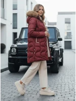 Dámská zimní bunda VIRELIA prošívaná bunda s kapucí bordó FashionStreet TY4935