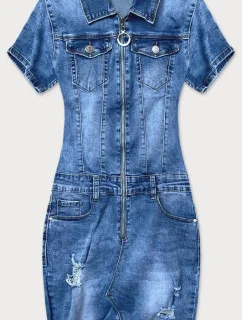 Světle modré džínové šaty s protrženími (GD6622)