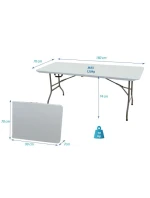 SKLÁDACÍ STOLEK V KABELU 180x70 cm MAX.100 kg BÍLÝ