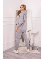 Zateplený set s mikinou s kapucí šedý