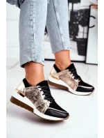 Kožené Klínové Tenisky Sneakers Zlaté Nicole 2465