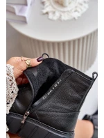 Zazoo 60472 Kožené Botky Na Platformě A Klínu Černé