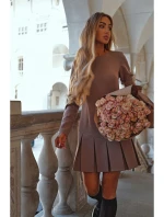 M872 Šaty s obrácenými záhyby - mocca