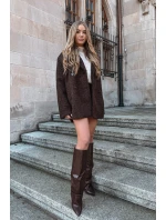 Dámské kotníkové boty Elivira se zahnutou manžetou na sloupku – čokoládové