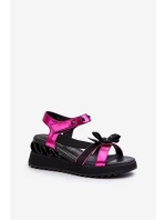 Dámské sandály s mašlí D&A CR956 fuchsie