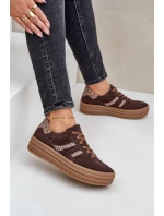 Zazoo N1176 Semišové Sneakersy Na Platformě Leopardí Čokoládové
