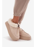 Dámské zimní boty s kožíškem na platformě béžové Rosmira