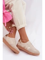 Kožené Dámské Tenisky LR61-7059 Béžové