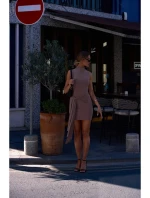 M841 Mini šaty s vázáním vpředu - béžové