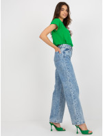 Modré široké džíny s vysokým pasem