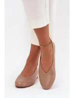 Dámské eko kožené baleríny na plochém podpatku Olyssia – béžové Dámské eko kožené baleríny na plochém podpatku Olyssia – béžové