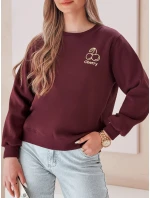 Dámská oversize mikina s výšivkou CHERSOFT plum FashionStreet BY1399