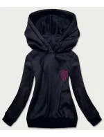 Krátká tmavě modrá dámská mikina (26013)