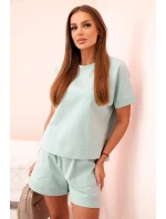 Dámský punto set s krátkými rukávy a šortkami tmavá máta