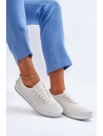 Kožené Sportovní Dámské Tenisky Beige Lalnai