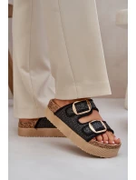 Sandály S Pletením A Sponami Na Masivní Platformě Černé Aralissea