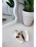 Dámské tenisky na platformě s ozdobnými pompony béžové Corinna