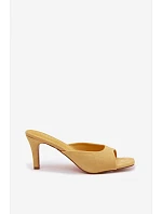 Dámské pantofle na tenkém podpatku Žluté Revina