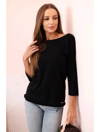 Dámská halenka s lodičkovým výstřihem černý