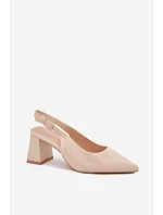 Materiálové sandály na podpatku Béžové Elissea