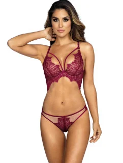 Dámská korsetová podprsenka V-9431 Vínová - Axami