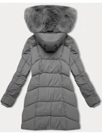 Tmavě šedá dámská zimní plus size bunda s délkou do poloviny stehen S'west (B8306-70)