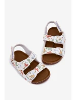Dětské sandály na korkové podrážce s přezkami dinosauři multikolor Thessa