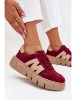 Semišové Dámské Tenisky Na Platformě Vinceza 79561 Bordové
