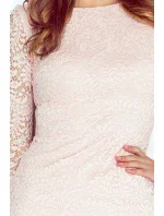 Dámské společenské šaty v romantickém střihu krajkové světle růžové - Růžová - Numoco