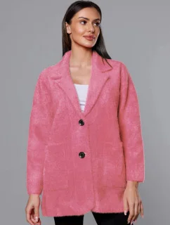 Krátký vlněný přehoz přes oblečení typu alpaka v lososové barvě (7108-1)