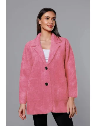 Krátký vlněný přehoz přes oblečení typu alpaka v lososové barvě (7108-1) Krátký vlněný přehoz přes oblečení typu alpaka v lososové barvě (7108-1)