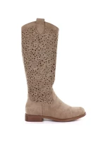 Béžové ažurové dámské kozačky S.Barski HY61-8023