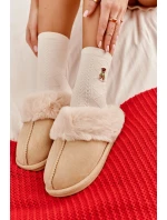 Dámské Papuče Klapky s Kožešinou Světle Béžové Pinky