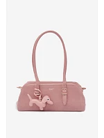 Kabelka z imitace semiše s přívěskem jezevčíka růžová Noely