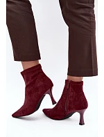 Dámské kotníkové boty na tenkém podpatku s prošíváním Bordó Clancy Dámské kotníkové boty na tenkém podpatku s prošíváním Bordó Clancy