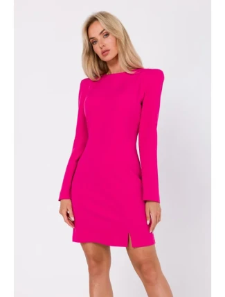 M755 Šaty s modelujícím prošíváním - fuchsiová